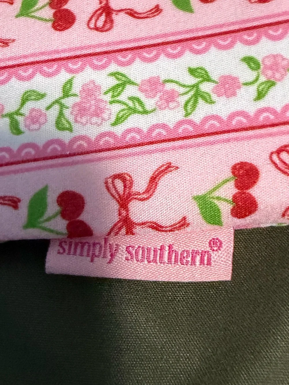 Simply Southern Pink Cherry Print Wristlet Key Pouch